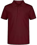 IZOD Boys' School Uniform Performance Short Sleeve Solid Polo, Burgundy, 14-16