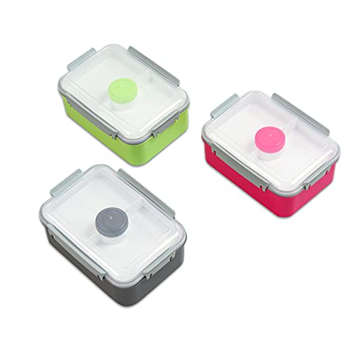 3 Pack Salad Lunch Food Storage Container with Removable Tray, 48oz Bento Box with Salad Dressings Container, Meal Prep to go Containers for Salad Toppings, Snacks, Fruits