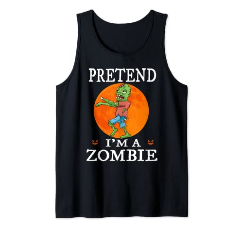 Pretend I'm A Zombie Funny Cartoon Halloween Costume Camiseta sin Mangas