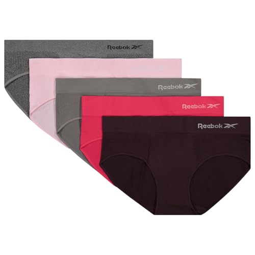 Image of Reebok Womens Hipster Panties 5 Pack Soft Stretch Underwear for Women | Moisture wicking hipster briefs with a tagless relaxed waistband Soft stretch fabric with a smooth, barely-there fit all day.
