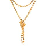 Bead Strand Versatile 60" Long Wrap Necklace - Handmade Knotted Multi Layer Sparkly Crystal, Semi Precious Natural Stone, Lava, Glass Faux Pearl (Natural Stone Bead - Yellow Jade)