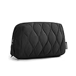 BAGSMART Makeup Bag, Travel Cosmetic Bag, Puffy Padded Make Up Bag for Women, Makeup Organizer Case, Wide-open Pouch Purse, Travel Essentials, Toiletries Accessories Brushes, Black