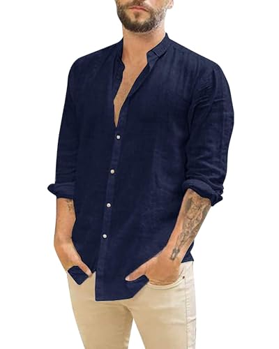 Chemise d'affaires en lin NEMXCE pour homme idéale contre la chaleur