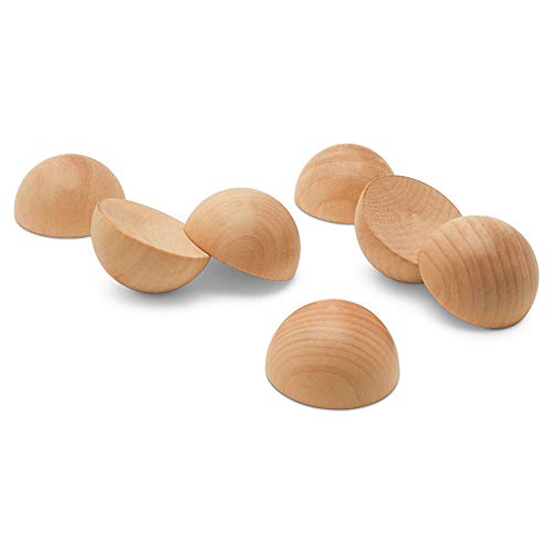 Wooden Split Balls 2 inch, Pack of 12 Wood Half Balls for Crafting and DIY Wreaths, by Woodpeckers