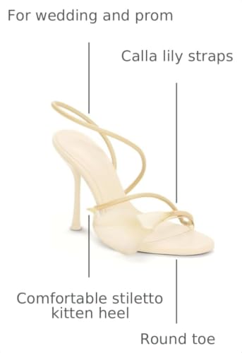 Image of ZJGZF Flower Heels for Women Nude Calla Lilyl Heeled Sandals Wedding Shoes for Bride Sexy Strappy Stiletto Heel Dressy Unique Shoes