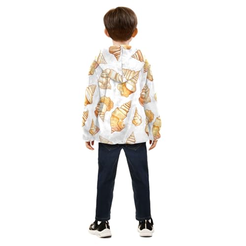 Cartoon Sea Shell Girls Fleece Jacket Girls Fall Jacket Girls Zip Up Hoodie Girls Sherpa Jacket 2-10T4