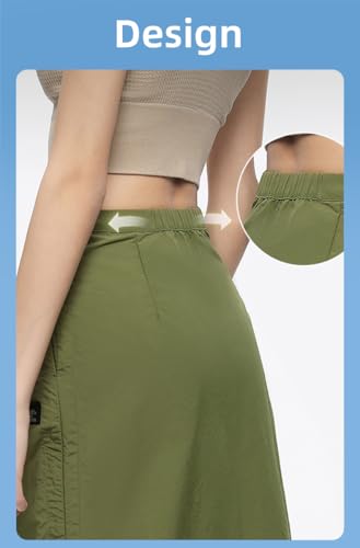 Women Cargo Skirt Casual Low Waist UPF 50+ Drawstring A-line Adjustable Long Skirt with Pockets SLD4M010 6