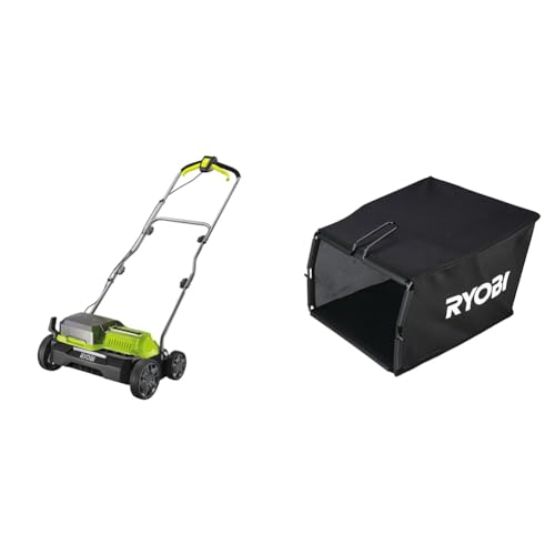 Ryobi RY18SFX35A-0 18V ONE+ Cordless 35cm Brushless Scarifier, 18 V & Ryobi RAC822-55L Debris Catcher for AC/DC Scarifier Multicolor