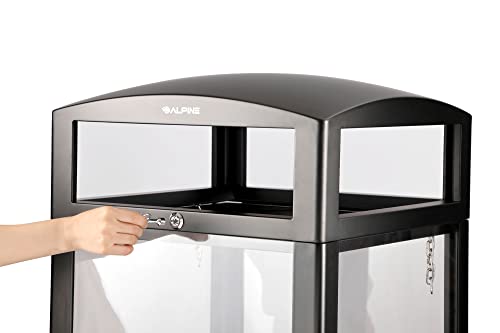 Image of Alpine Industries 40-Gallon Outdoor Trash Can with Transparent Panels - Heavy Duty Garbage Cans with Removable Bin & Locking Cover for Your Patio, Deck, Office Pool & More