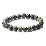 Raffici Dragon Blood Stone Bracelet – Natural Gemstone Beads 8mm | Stretch Beaded Bracelet for Men & Women | Symbol of Strength, Grounding & Balance | Gift Pouch Included
