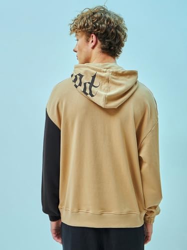 Image of Bewakoof Men's Cotton Blend Graphic Printed Oversized Fit Full Sleeve Terry Hoodies
