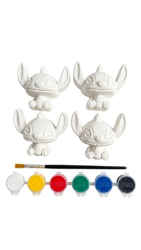 Image of EXPESIA DIY Paint Your Own Cute Character Figurines Kit for Kids, 4 Plaster Figurines with 6 Paint Colours & Brush, Creative Art & Craft Activity Set, Ages 4+ (CAroon)