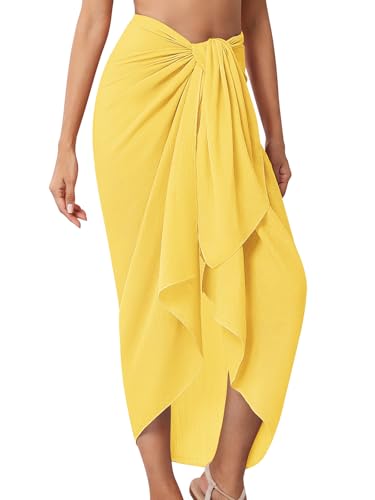 QIANXIZHAN Women's Swimsuit Cover Up,Beach Sarong Wrap Bottom Coverup for Women Short Skirt Yellow