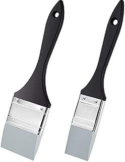 2 Pieces Silicone Painting Brush Color Shaper Tool Pointed Edged Solid Flat Flexible Acrylic and Water Based Painting Tool for Move and Remove Acrylic Paints (1 Inch, 2 Inch)