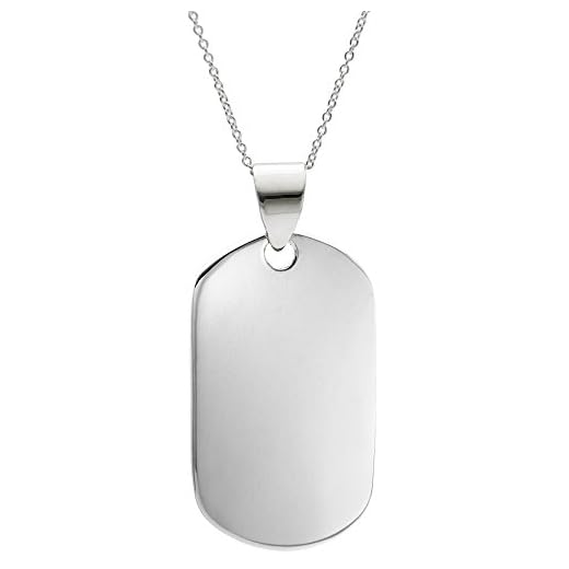 Silverly dam herr .925 sterlingsilver militär hund ID-bricka enkel hänge kedja halsband, 45 cm