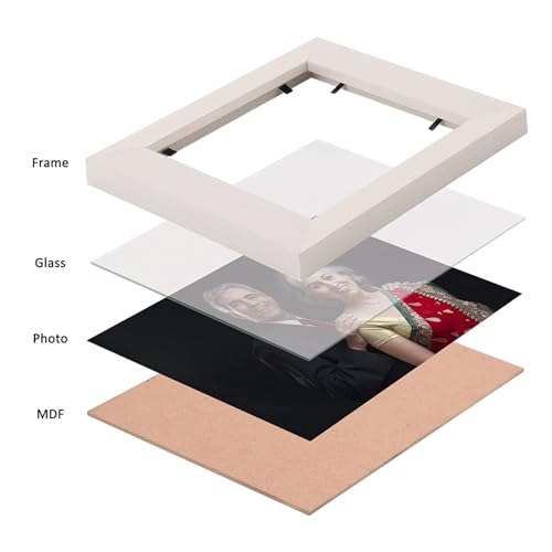 Image of Stuthi Arts Premium 4x4 Inch (10x10 cm) Table Top Photo Frame, Set of 6, Elegant Desk Decor Set, Gallery, MDF with Glass Front (White, 4x4 inch)
