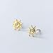 Tiny Sun Stud Earrings S925 Sterling Silver for Women Minimalist Blue Crystal CZ Small Statement Earring Studs Ear Piercing Fashion Jewelry Gifts Sensitive Ears (Gold)