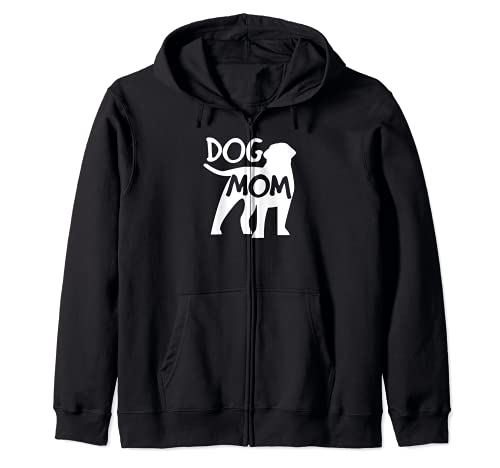 Best Dog Mom Woman Doggy Bark Bone Mothers Day Canine Puppy Zip Hoodie, Black