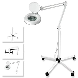 Beltom® Lente 5 DIOTTRIE d'Ingrandimento con STATIVO, Morsetto E Molle Interne E Lampada A Luce Bianca Fredda per Estetista ESTETICA, Laboratorio E LAVORI di PRECISIONE