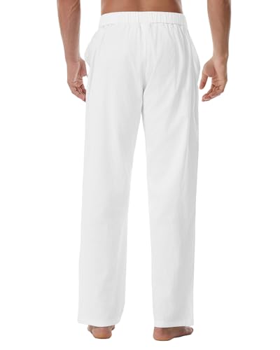 Wangdo Men's Linen Pants Casual Beach Yoga Baggy Trousers Summer Lightweight Elastic Drawstring Waist Pants with Pockets3