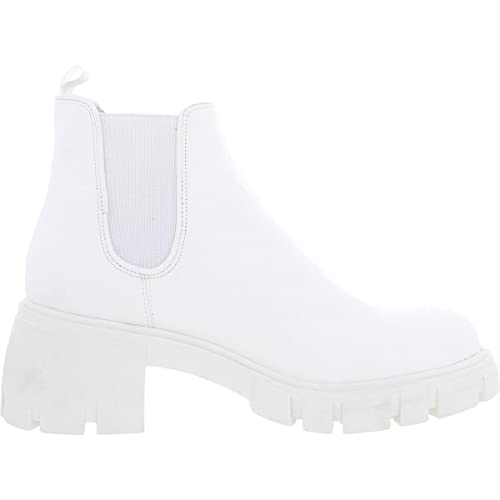Steve Madden Women's HOWLER Ankle Boot, White, 8.5
