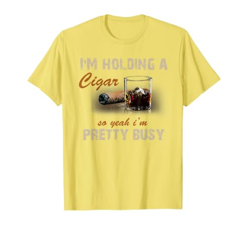 I'm Holding A Cigar So Yeah I'm Pretty Busy Cigar Tshirt T-Shirt, Men, Lemon Yellow, 3X-Large