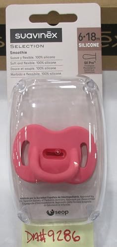 Image of Color Essence SX PRO Silicone Baby Pacifier 2Pk, Made with 100% Soft Silicone, Baby Essentials Perfect for Breastfeeding Babies, Designed in Spain, 6-18 Mths, Fuschia /Peach
