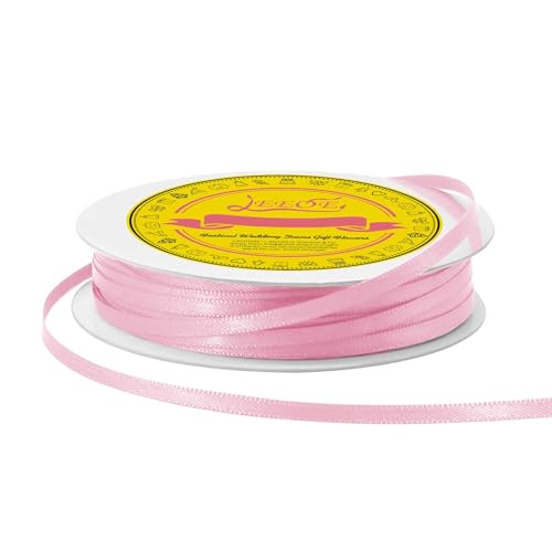 Image of Double Face Pearl Pink Satin Thin Ribbon 1 /8 inch X 50 Yards Polyester Pearl Pink Ribbon for Gift Wrapping Very Suitable for Weddings Party Hair Bow Invitation Decorations and More