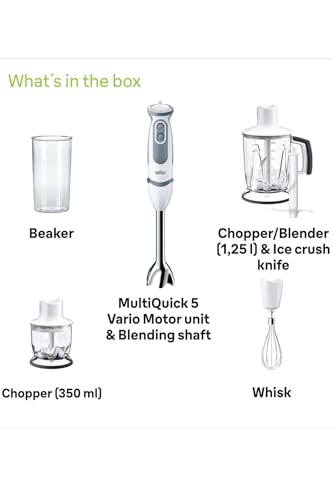 Miniatura 4 de Braun Minipimer 5245 Batidora De Mano, 1000 W, 21 Velocidades, Función Turbo, Anti-Salpicaduras, Powerbell Plus, Vaso Medidor, Varillas, Minipicadora, Batidora De Vaso, Cuchilla Picar Hielo, Blanco