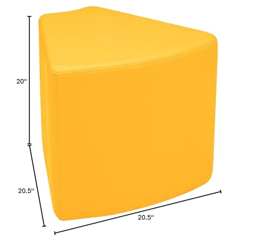 Image of Sprogs 18 inch H Structured Wedge Stool -Flexible Modular Collaborative Soft Seating for Office, Home, Lounge and School Classrooms with Durable Frame & Set of 2 inch Casters Add-on -Yellow