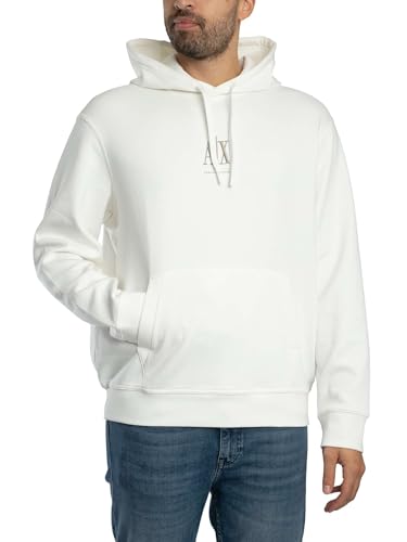 Sweat à capuche pour homme Armani Exchange blanc cassé décontracté
