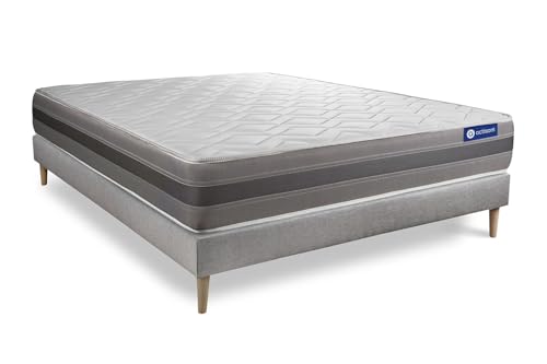 Ensemble Matelas Sommier 160x190 cm - Sommier Gris (en kit) - Actiflex Relax