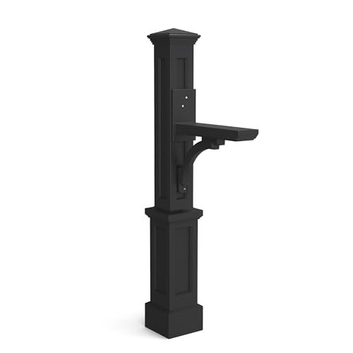 Mayne Newport Plus Mailbox Post with Standard Arm – Weather-Resistant, Durable Classic Design – Easy-to-Install Outdoor Mailbox Post