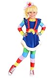 Toddler Girl Rainbow Brite Halloween Costume | Dress w/Attached Belt, Leggings, & Hair Bow for a Magical 80s-Inspired Look 4T