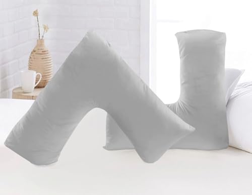 Luxury Microfiber V-Shaped Pillow Cover Ultra Soft Durable & Easy Care Perfect Fit for V Pillows (Silver)