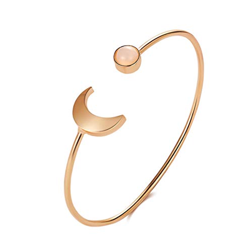 MOONQING Simple Creative Moon Bracelet Sun Bracelet Open Bracelet Cute Elegant Bracelet,Gold