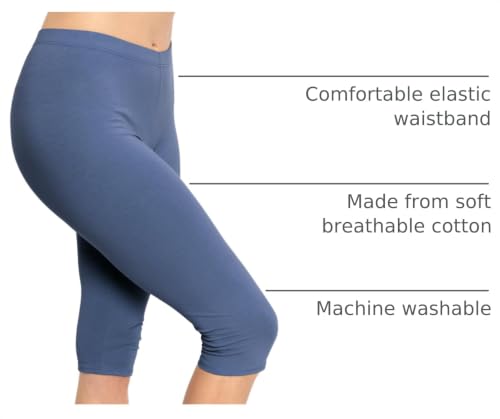 Image of STRETCH IS COMFORT Cotton Capri Leggings, Knee Length Pants, Plus Size | Soft pull-on comfort, lightweight summer feel, ankle option, casual layering, cotton leggings, black capris, under dresses