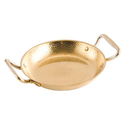 FIXOSHEE Paellera de Acero Inoxidable de 20 CM Doble Asa Sartén Lisa Antiadherente para Uso Doméstico Olla Caliente Adecuado para Cocinar Mariscos y Guisos