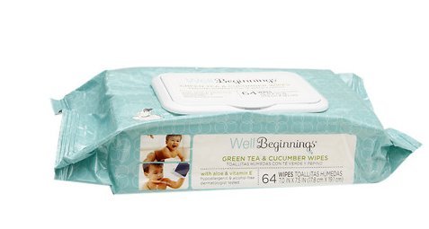 Well Beginnings Baby Wipes Green Tea & Cucumber 64.0 ea (pack of 2)