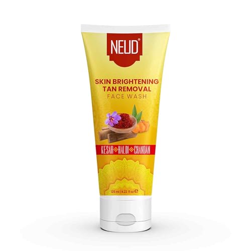 Image of NEUD 125ml Skin Brightening Face Wash for Glowing Skin, Anti Acne Tan Removal Facewash with Kesar, Haldi & Chandan, Gentle Exfoliation For Men & Women