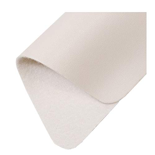 Tissu Faux Cuir PU Souple Blanc Crème pour Réparer et Tapisser sans Effort