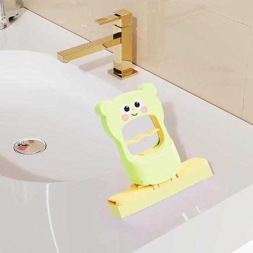 Image of Mini Foldable Sponge Mop - Portable Self-Squeeze Floor Cleaner for Home, Kitchen & Bathroom - Compact Wet & Dry Cleaning Supplies for Counters, Tiles & Small Spaces (Cartoon Cream)