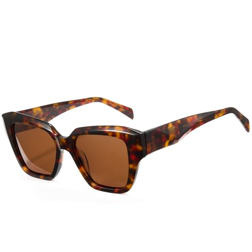 Cyxus Polarized Square Sunglasses Acetate Frame UV400 Protection Trendy Shades Women Men P1225