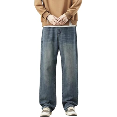 Men's Fall Winter Jeans – Thick Soft Cotton Loose Wide-Leg Straight Denim Pants, Casual Trousers