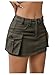 WDIRARA Women's Low Waist Button Bodycon Mini Cargo Denim Skirt with Pocket Army Green M
