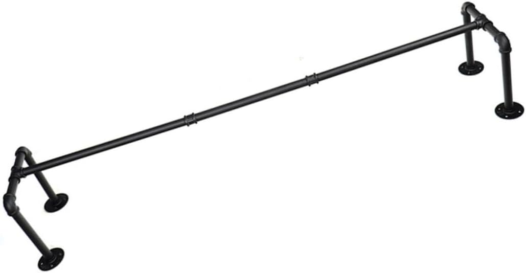 Industrial Style Wall-mounted Clothing Rack Pipe Hanger Metal Garment Stand Space-saving Wall Storage Shelf for Laundry Bedroom Organizer