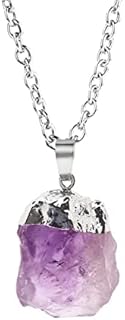 Irregular Natural Raw Amethyst Healing Crystal Gemstone Handmade Pendant Necklace for Women Girl Healing Crystals for Anxiety Chakra Reiki Crystal Jewellery Meditation Valentines Christmas Gifts