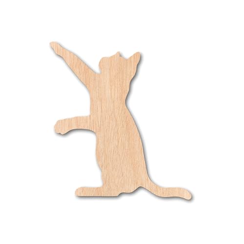 Handcrafted Wooden Cat - Intricate Playing Cat Cutout Figure - Perfect Wooden Cat Ornaments for Home Decor (5mm Plywood, 3")