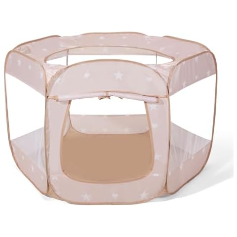 Heopeis Ball Pit Play Tent for Kids - 6-Sided Ball Pit for Toddlers and Baby - Fill with Plastic Balls (Balls Not Included) or Use As an Indoor/Outdoor Play Tent Great Gift Idea (Light Brown)… Cover