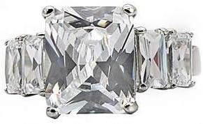 Women's Stainless Steel Clear Princess Cubic Zirconia Engagement Ring